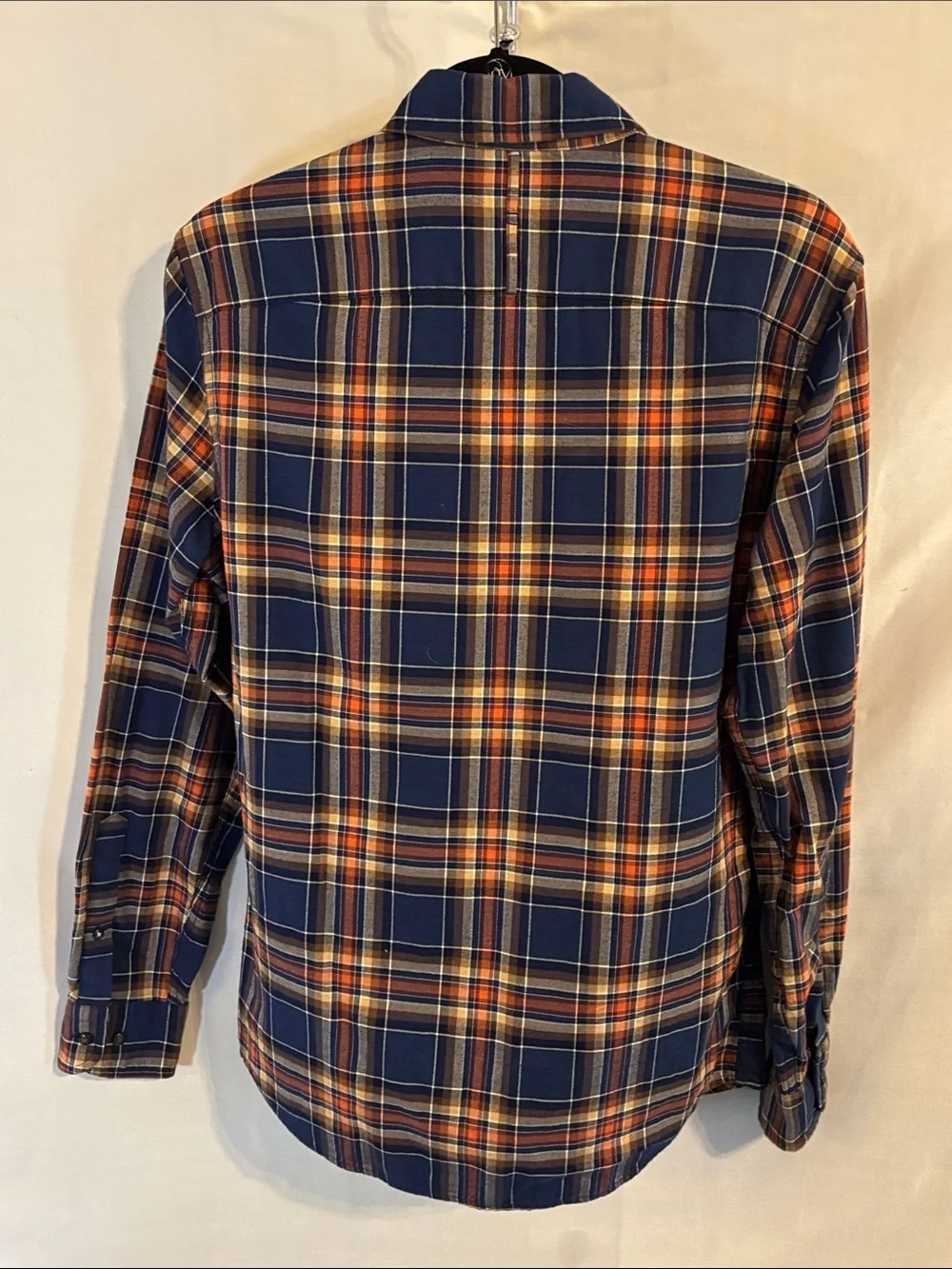 Banana Republic Luxe Flannel Blue Plaid Button Up Shirt Size Small Slim Fit